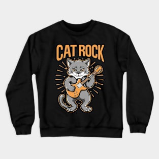 Cat,rock, and guitar Crewneck Sweatshirt